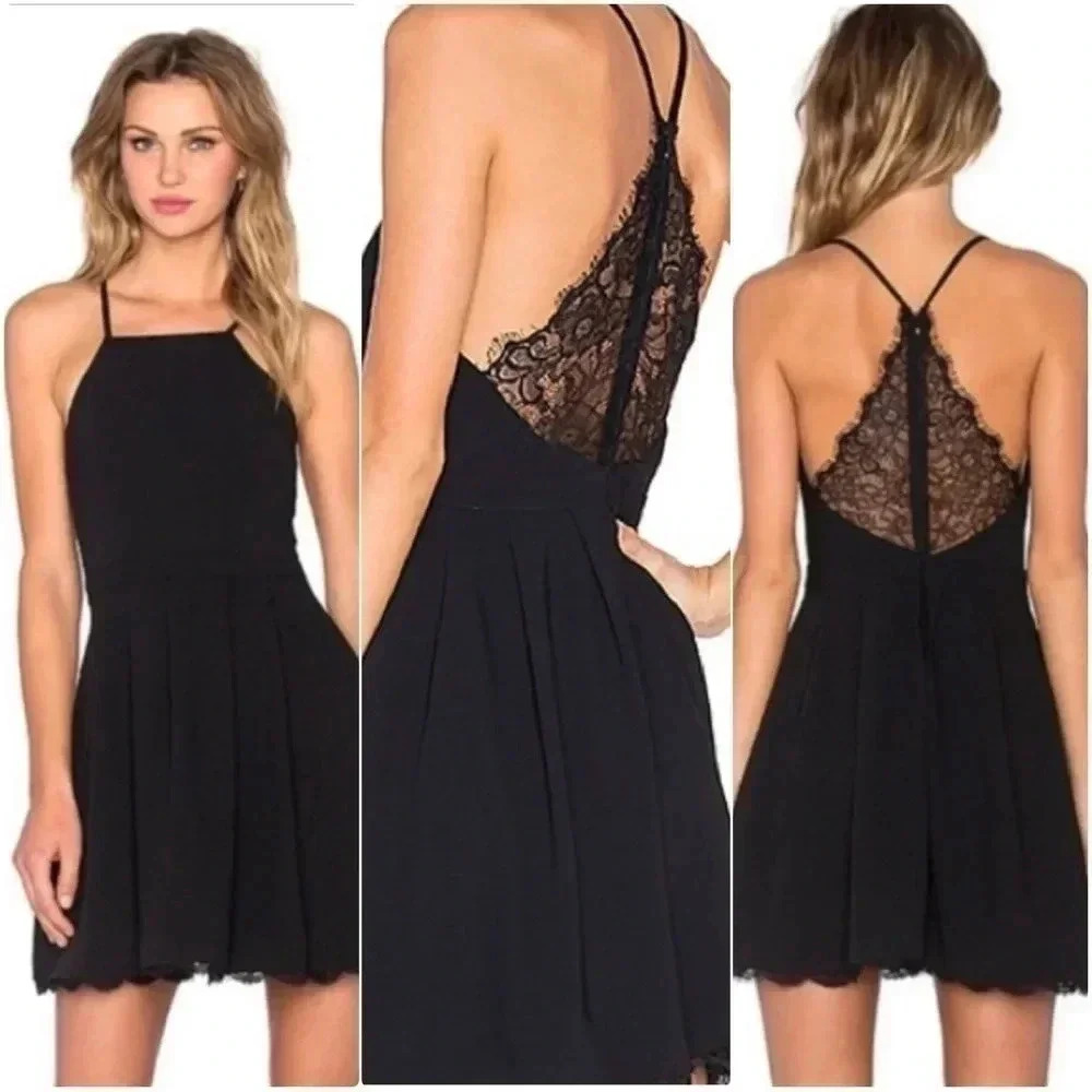 Lovers + Friends x Revolve Black Lace Fit and Flare Mini Dress Size XS NWT